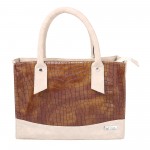 Beau Design Stylish Cobra Print Brown & Cream Imported PU Leather Handbag For Women's/Ladies/Girls